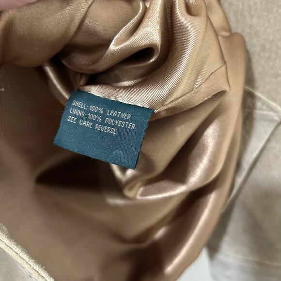 Allagash Vtg Womens Sz Large Tan Suede 100% Leather Button Down Jacket Y2K - Picture 5 of 6